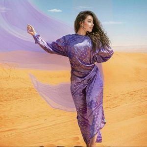 PRINTED MIDI DRESS Lilac